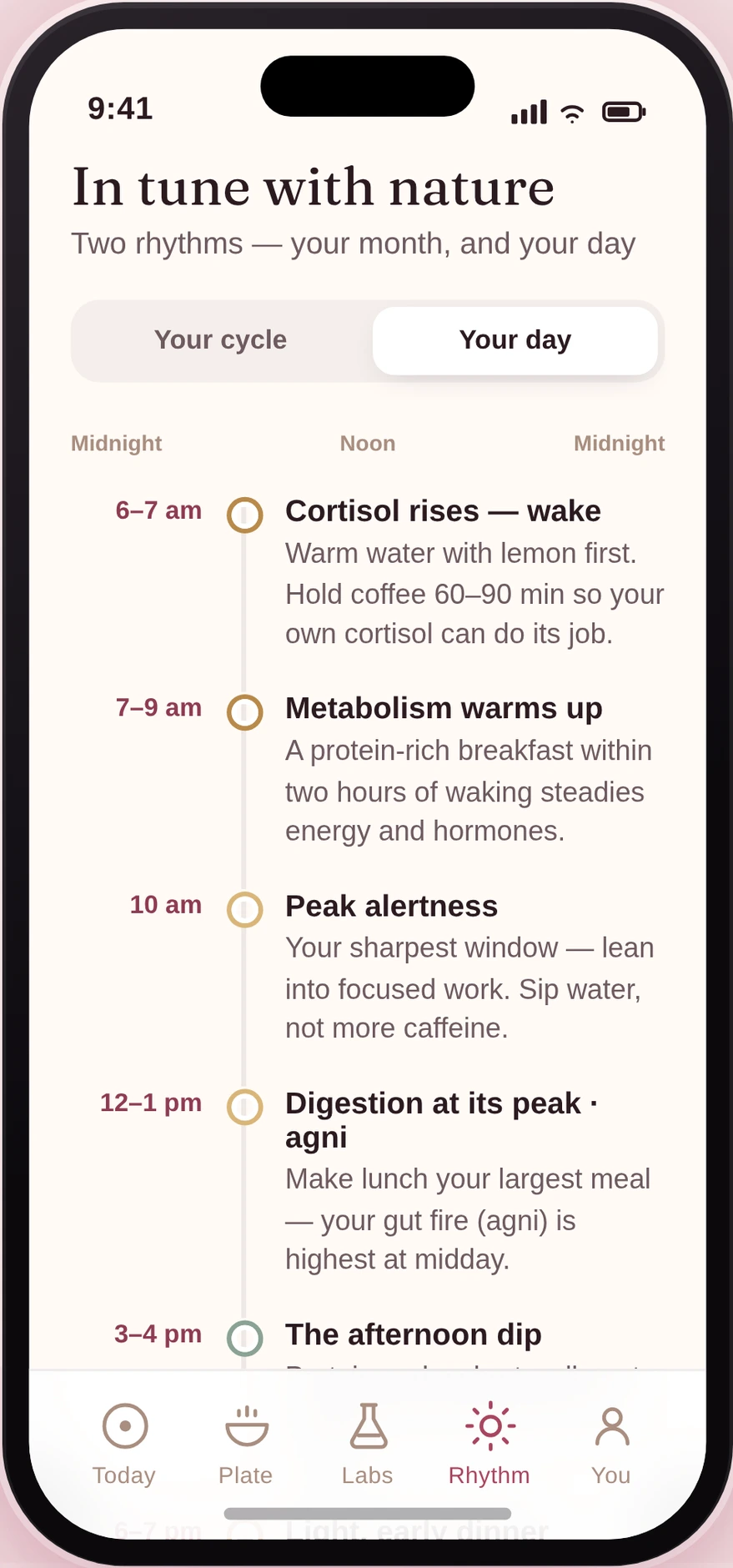 She Nourishes circadian mode: eating with your daily body clock.